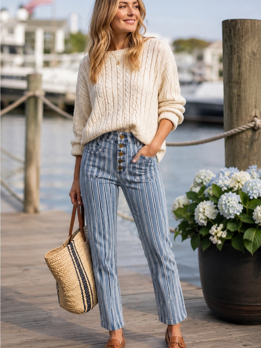 Pilcro Anthropologie High Rise Slim Striped Ankle Jeans Size 29 Preppy Luxury
